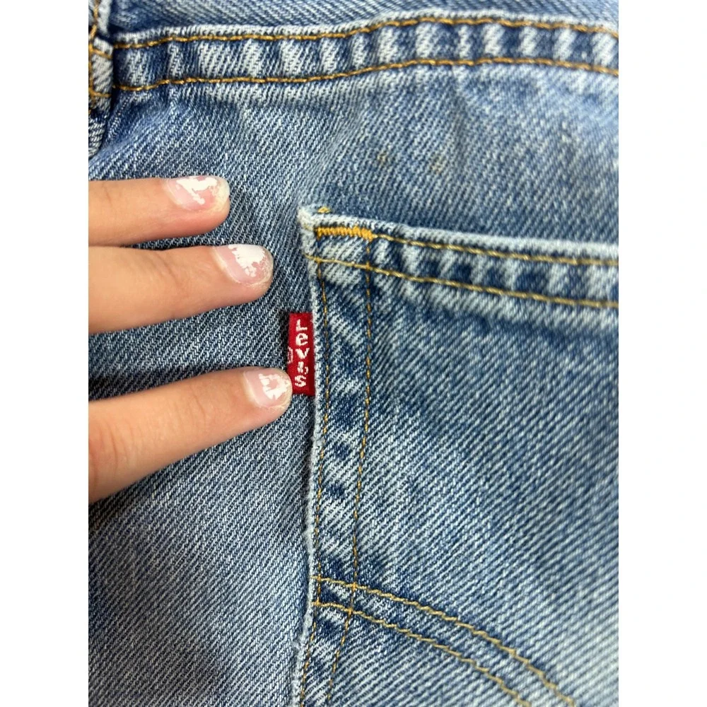 Levis 505 Regular Fit Jeans Mens 36x29 Blue Denim Distressed Workwear Stained